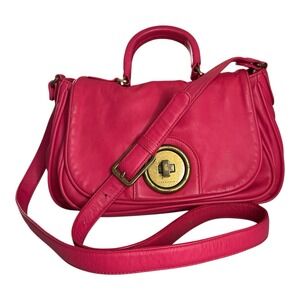 Sequoia Paris Fucsia Pink Leather Multi Pockets‎ Crossbody Handbag